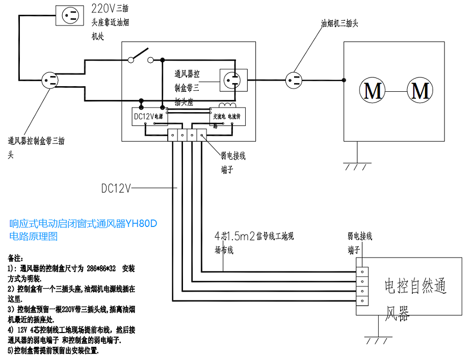 響應式電動(dòng)通風(fēng)器YH80D電路原理圖